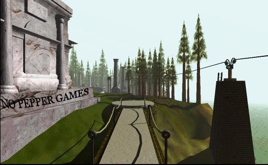 A view of the side of the Li-Barry building. There is writing on it that says No Pepper Games.