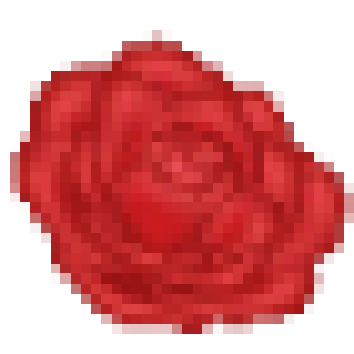 A pixelated rose