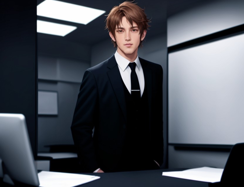 Sun-Jin souriant au bureau