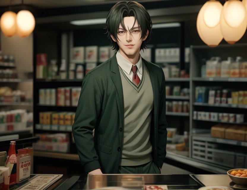 Un homme se tenant derrière le contoire de la superette pour payer