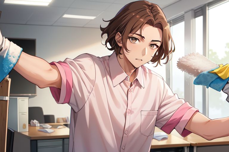 Sun-jin nettoie le bureau