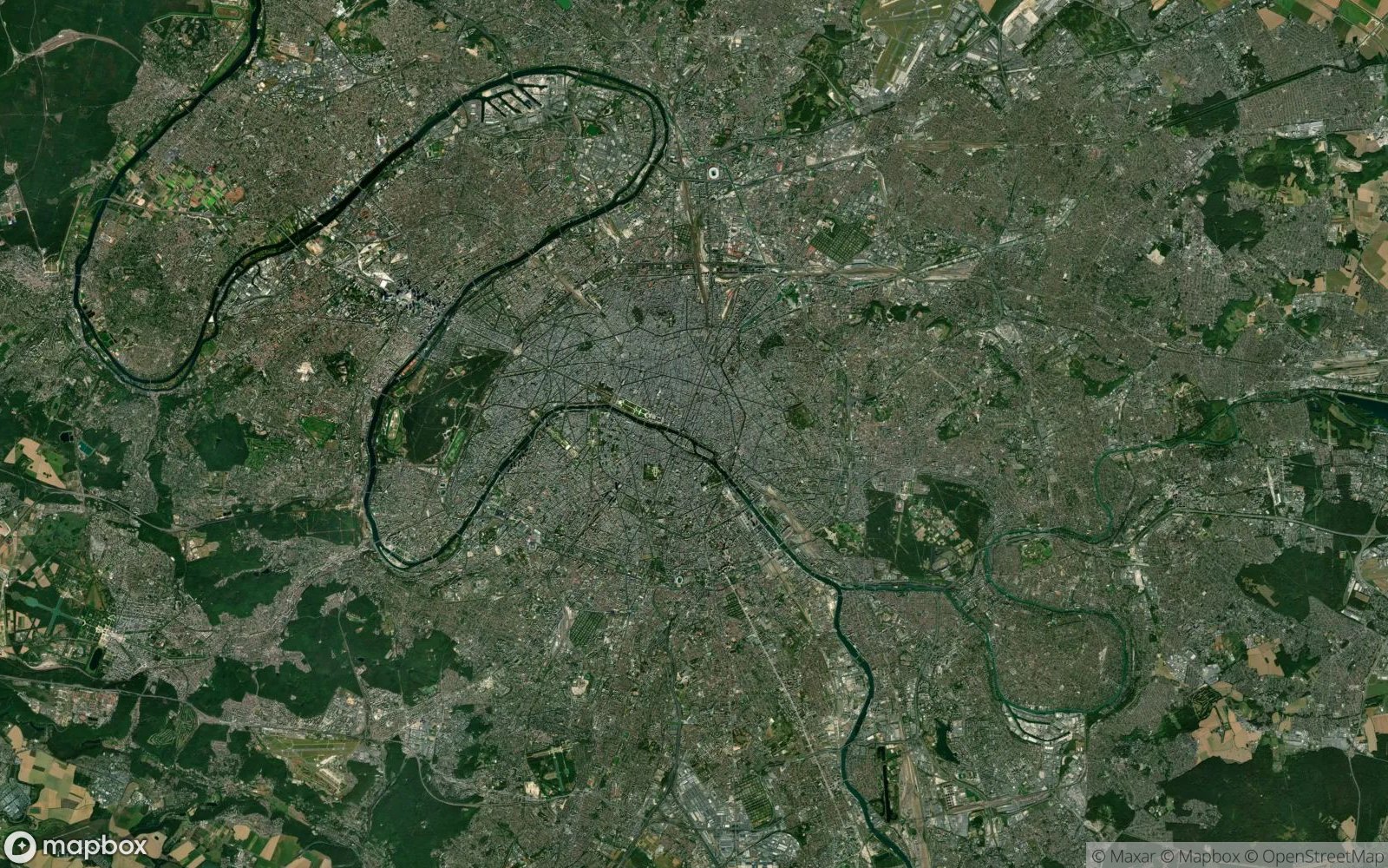 Paris satellite view