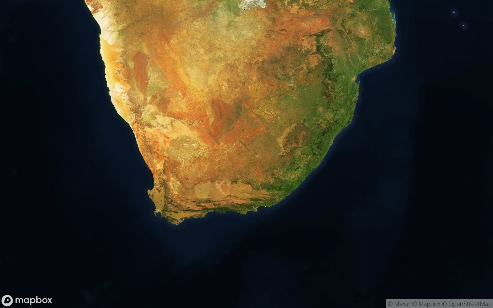 South Africa satellite view