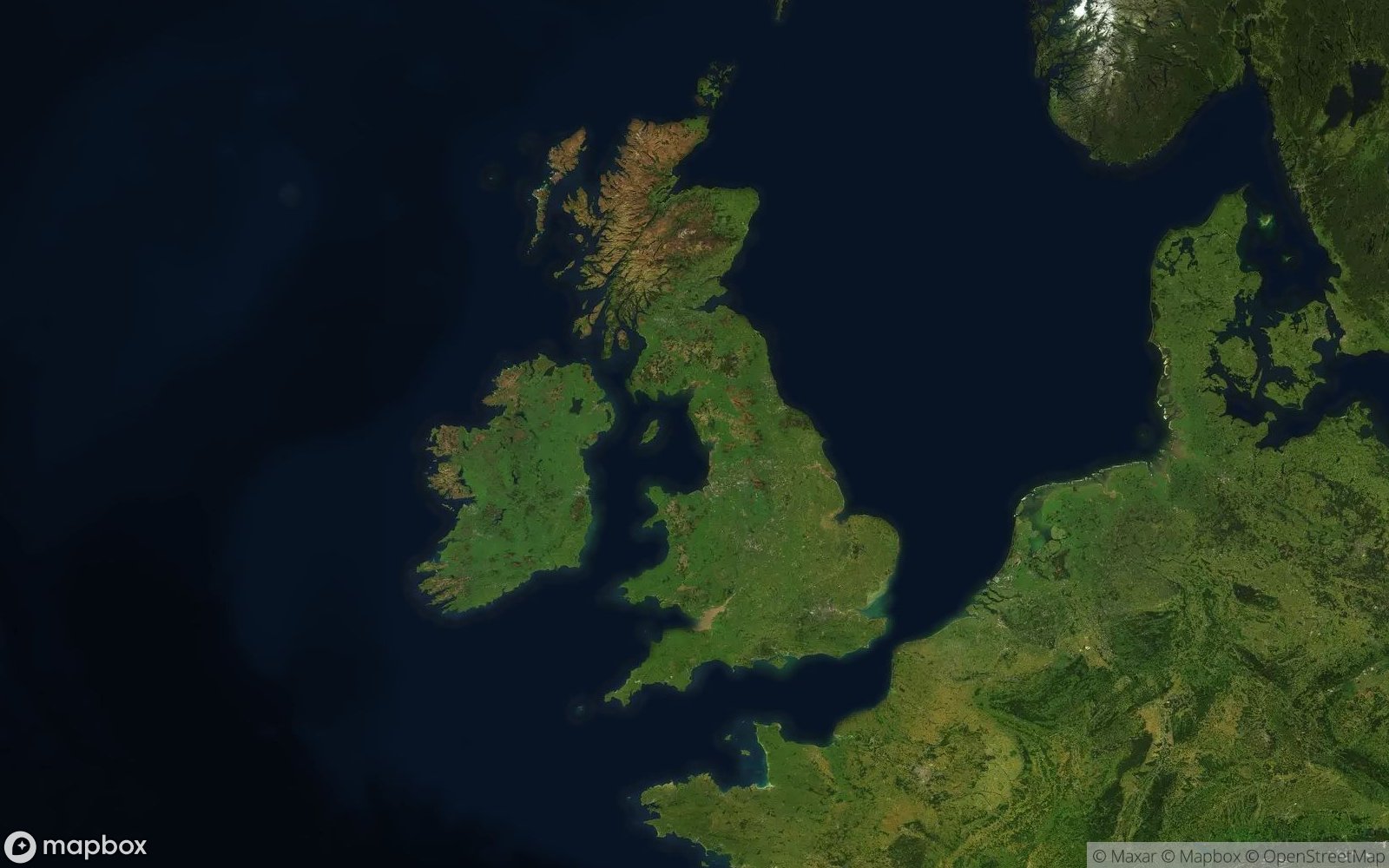 United Kingdom satellite view