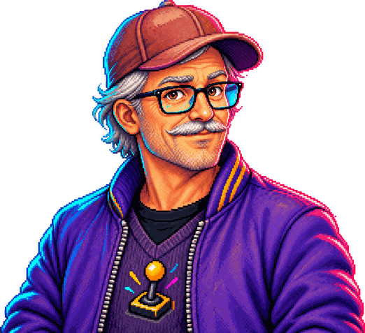 Le vendeur du Joystick d'Or, portrait pixel art