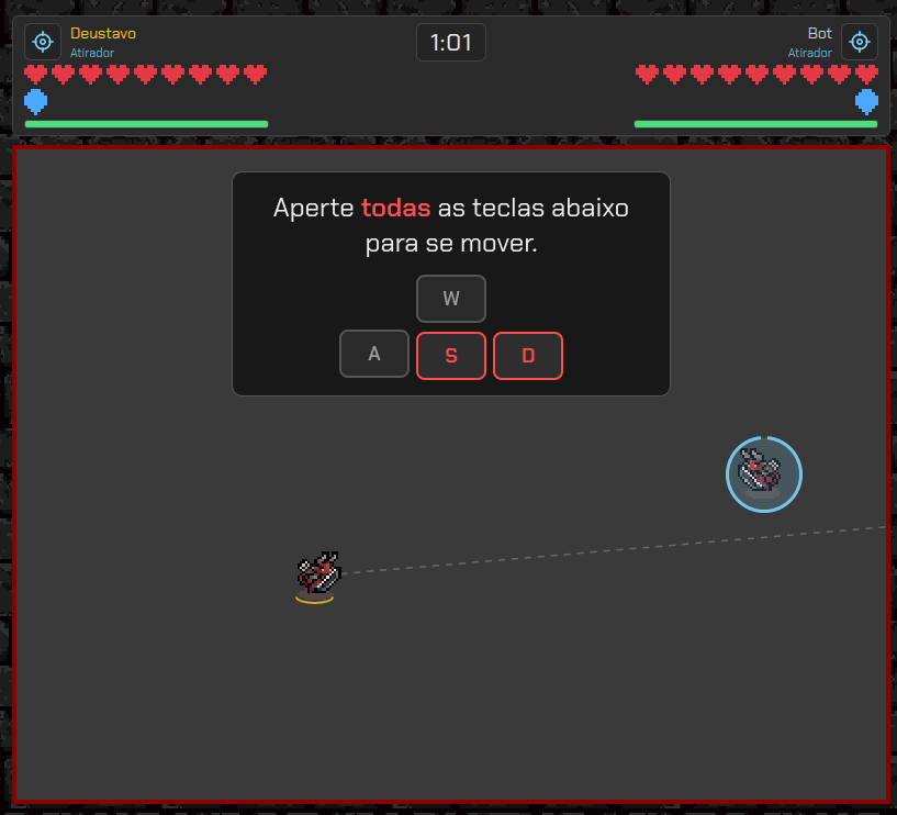 Faixa do tutorial indicando a próxima ação na partida