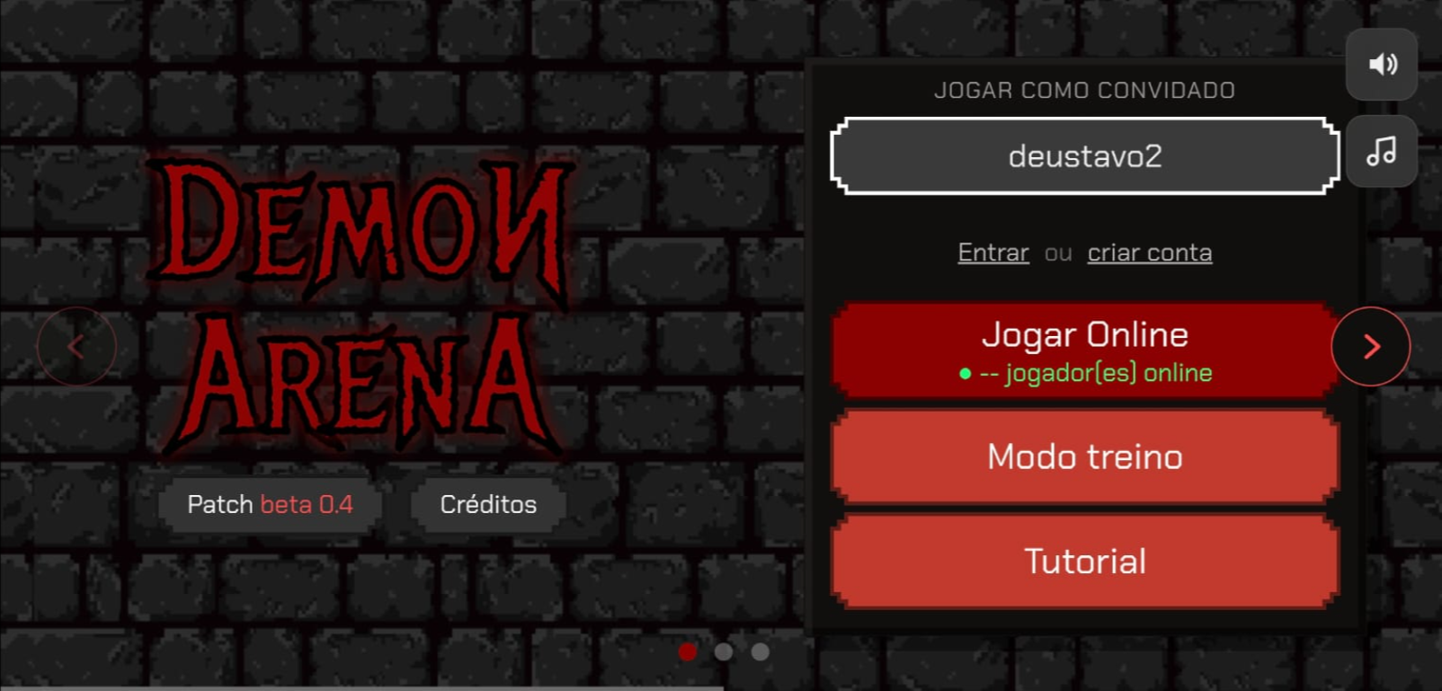 Tela inicial em celular, com o carrossel horizontal de itens do menu