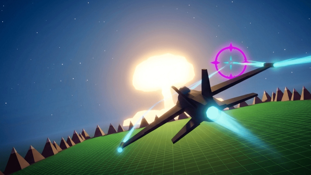 Sky Warriors 2 gameplay — lock-on targeting an enemy jet in a 3D multiplayer dogfight