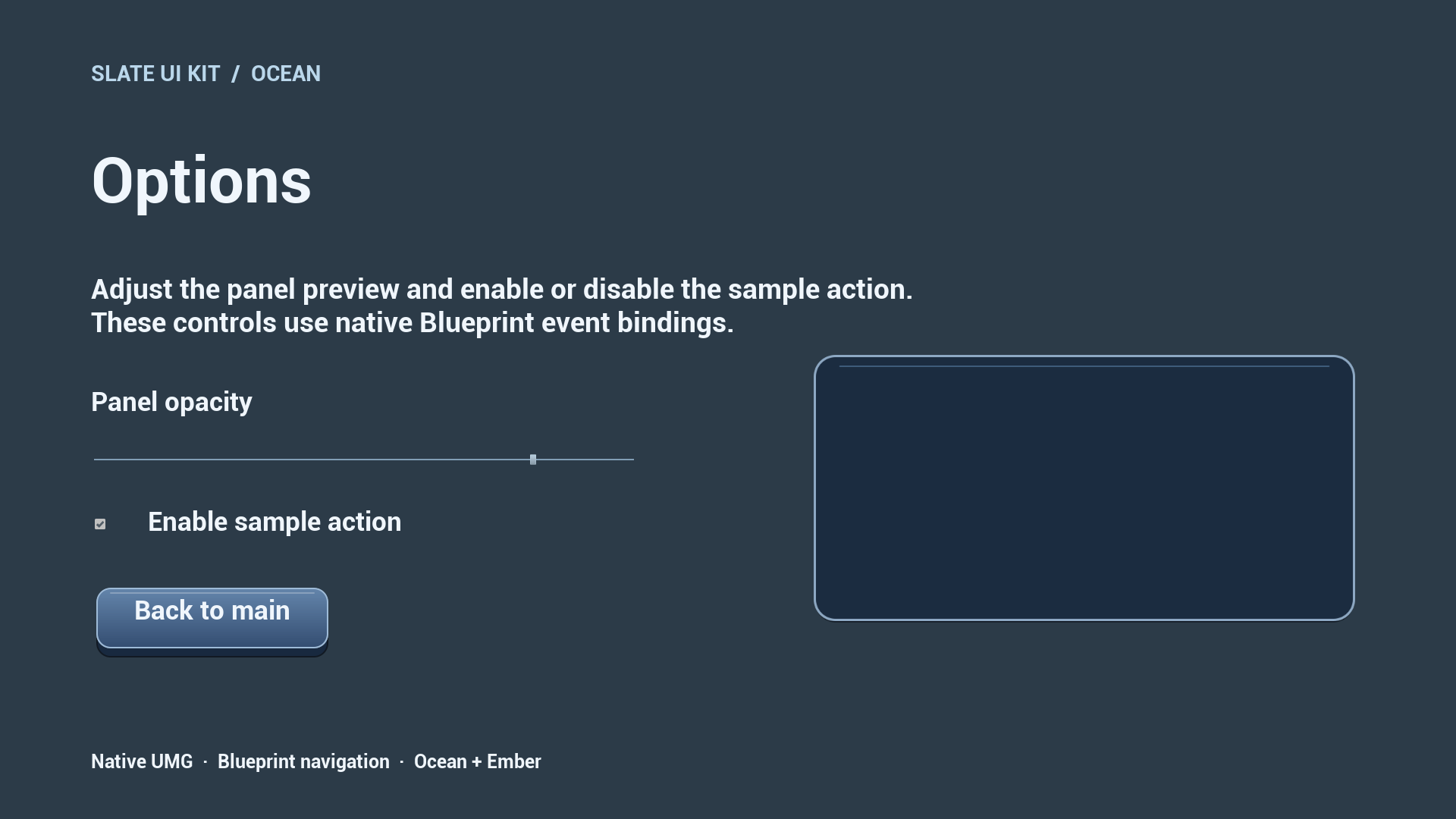 Actual Ocean options page rendered in Unreal Engine 5.8.2