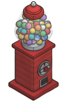 A red capsule machine