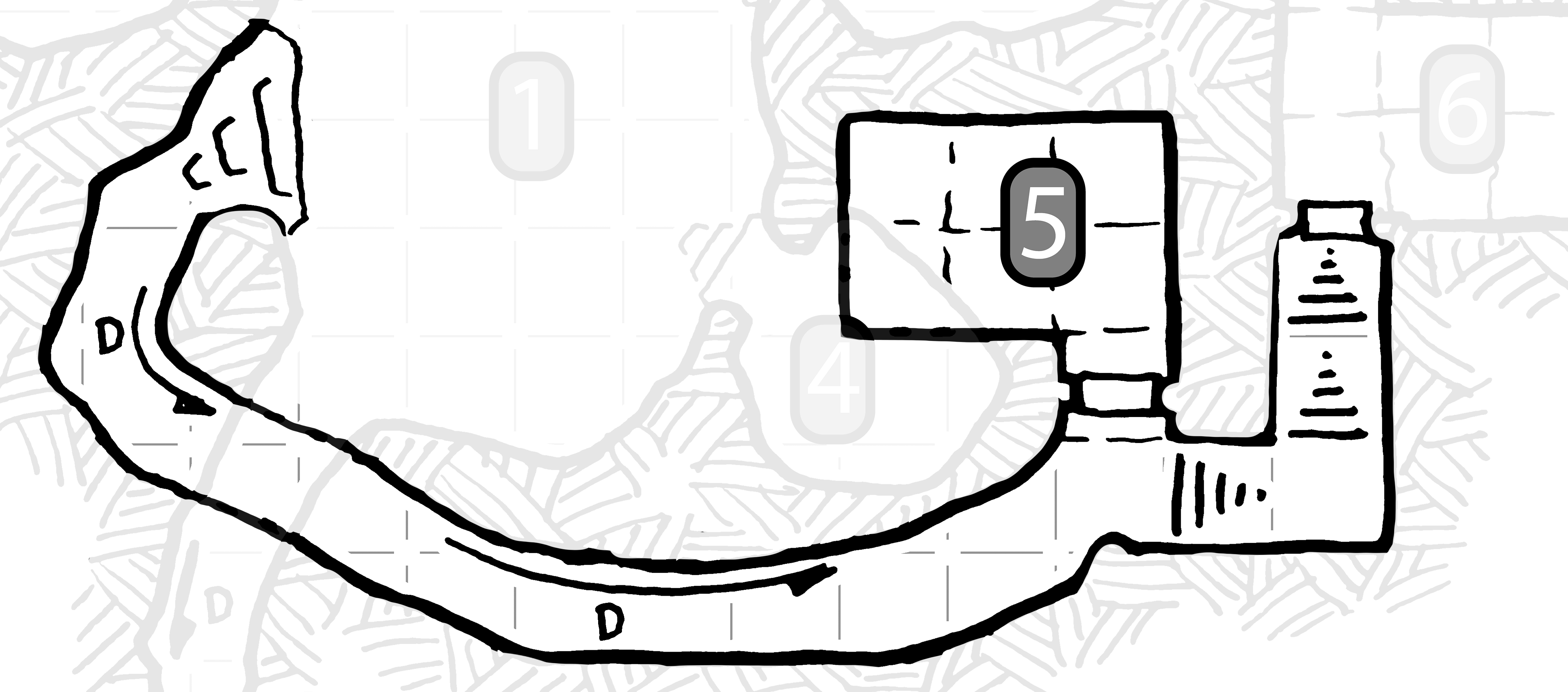 Map of the descending ramp and Living Quarters