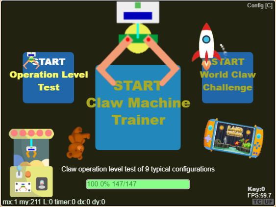 The starting screen of claw man