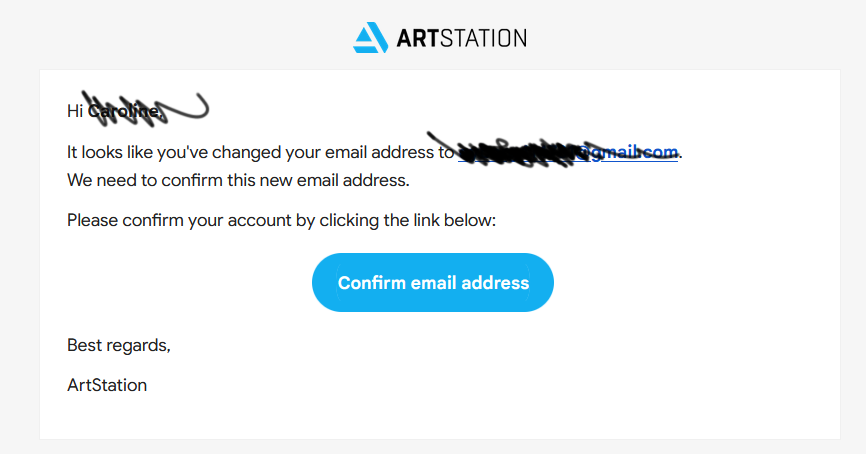 ArtStation account confirmation email