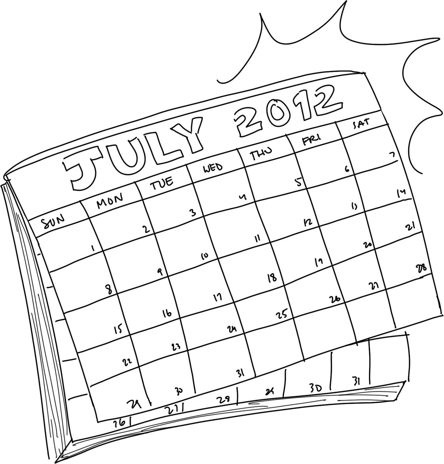 Illustration of a July 2012 calendar