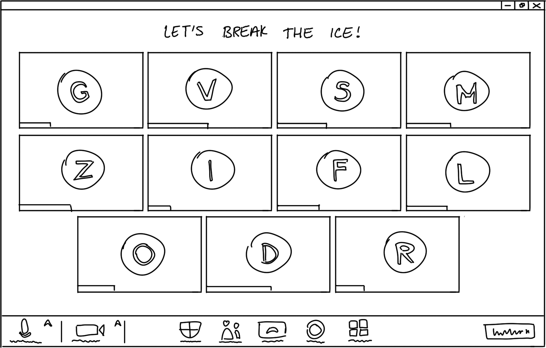Illustration of the Zoom interface in a meeting where all participants have cameras off