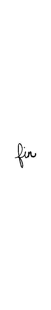 the word 'fin' written in cursive